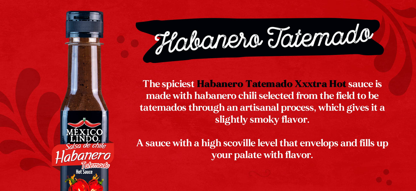 Mexico Lindo Habanero Hot Sauce Xxxtra Hot | 83,200 Scoville Level | Mix of Habanero, Tatemados & Spices | Perfect for Quesadill