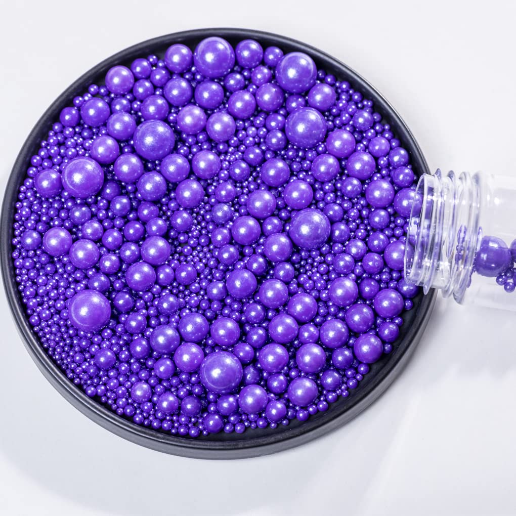 Purple Pearl Sprinkles,Cake Sprinkles,Cookie Sprinkles,Sugar Pearl, Edible Candy Pearls 130G 4.6Oz For Cake Cupcake Decorationg