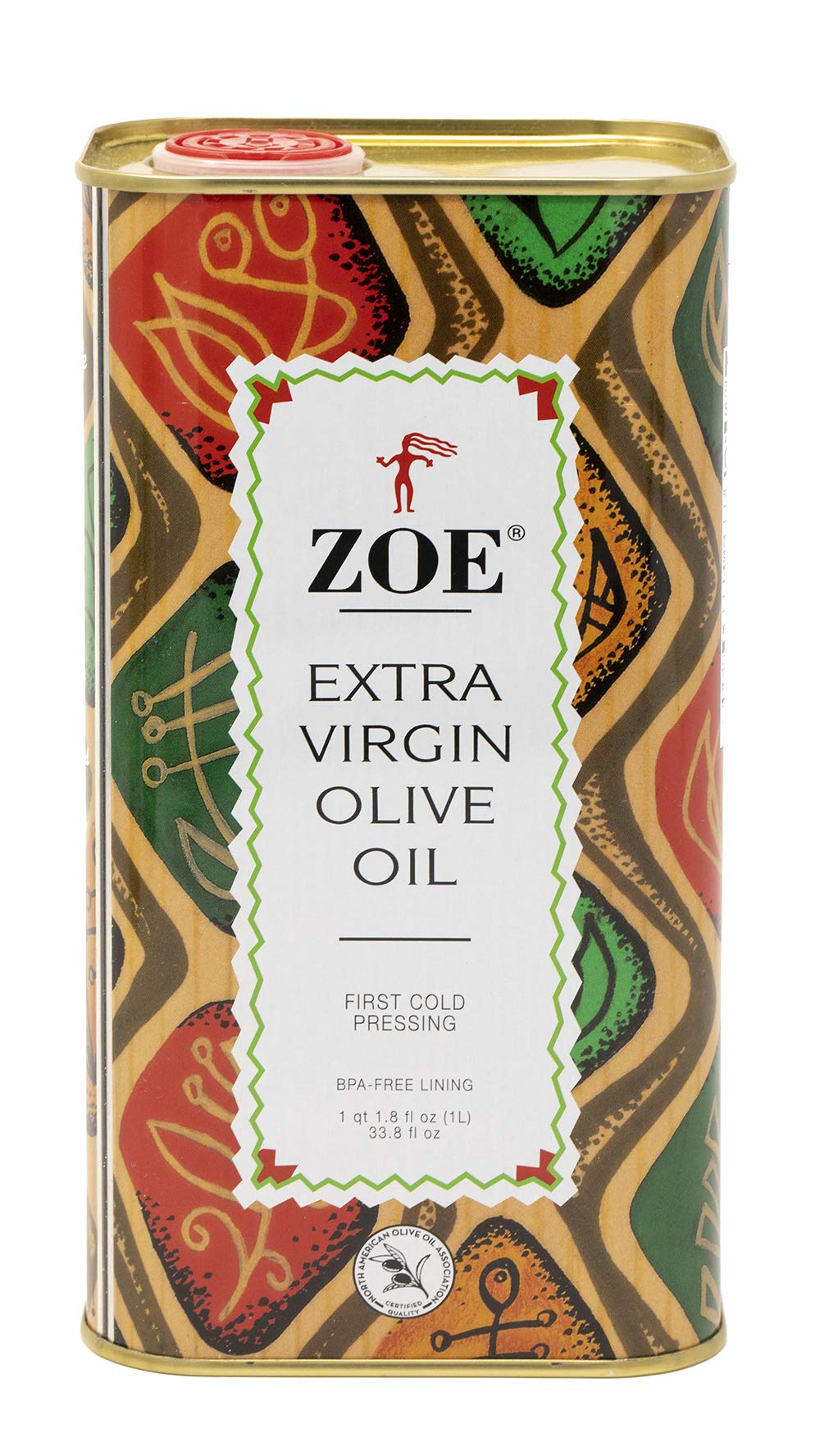 ZOE, Extra Virgin Olive Oil Tin, BPA Free Lining, 1L 33.8 Ounce Pack of 2