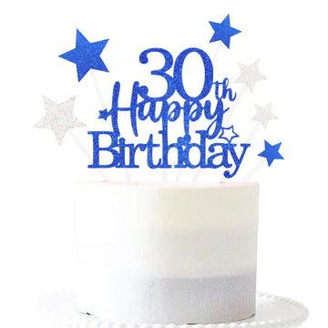 Pargleev Glittery 30Th Happy Birthday Cake Topper With Star,Personalised 50 Birthday Cake Toppers Party Decorations Party Suppli