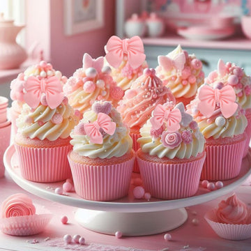 30 Pcs Pink Bow Cupcake Toppers, Bowknot Cake Decorating Bow Cake Topper Birthday Decorations Coquette Bow Theme Party Decoratio