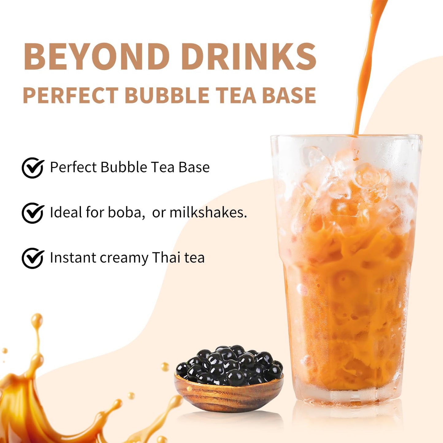 Soeos Thai Tea Flavored Powder, 2.2 lbs (1kg) - Instant Bubble Tea Mix with Creamer & Sugar, Easy to Prepare, Perfect for Boba D