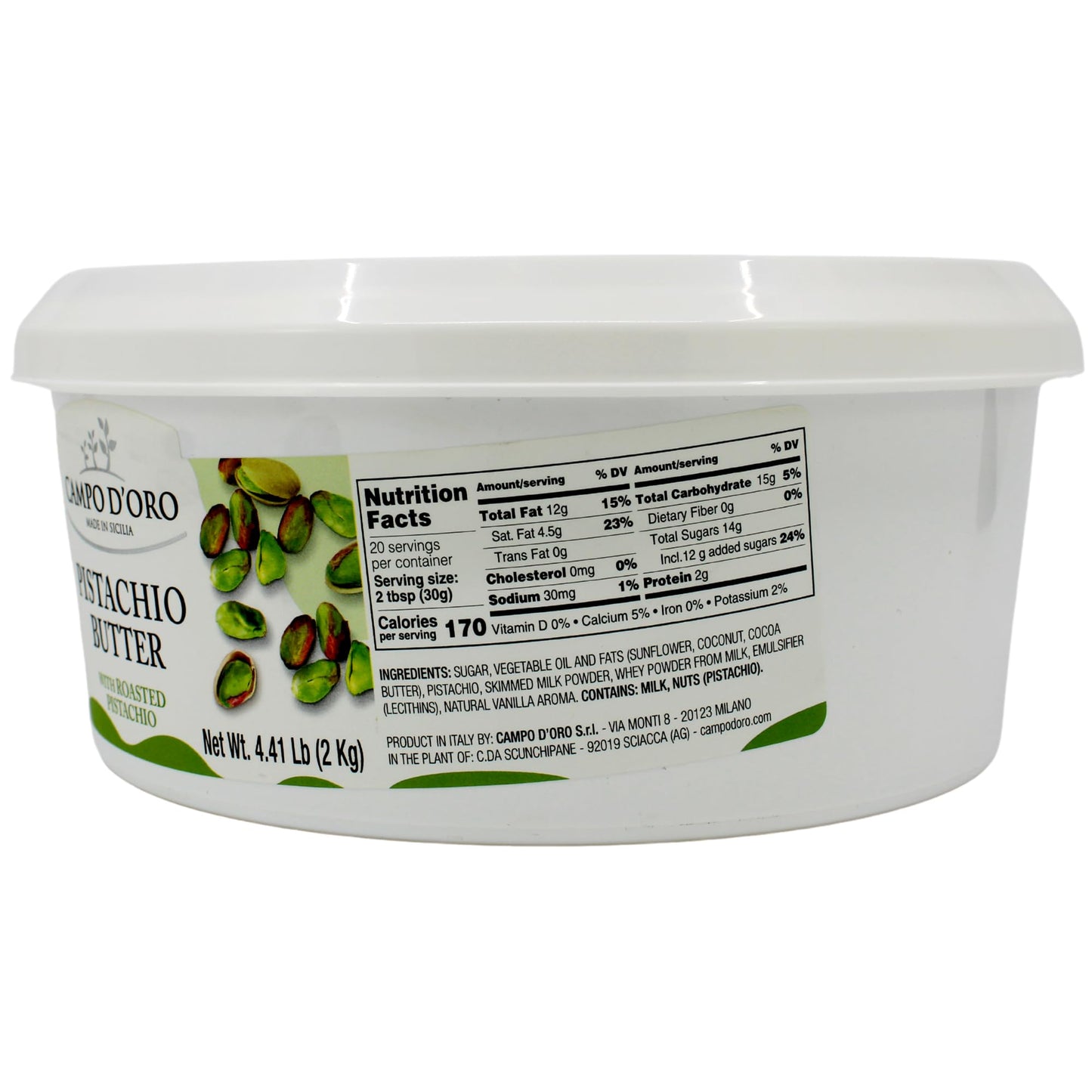 Campo D'Oro - Pistachio Butter Cream Bulk, 4.4 Lb (2 Kg), Rich & Nutty For Ice Cream, Dubai Pistachio Chocolate Bars, And More,