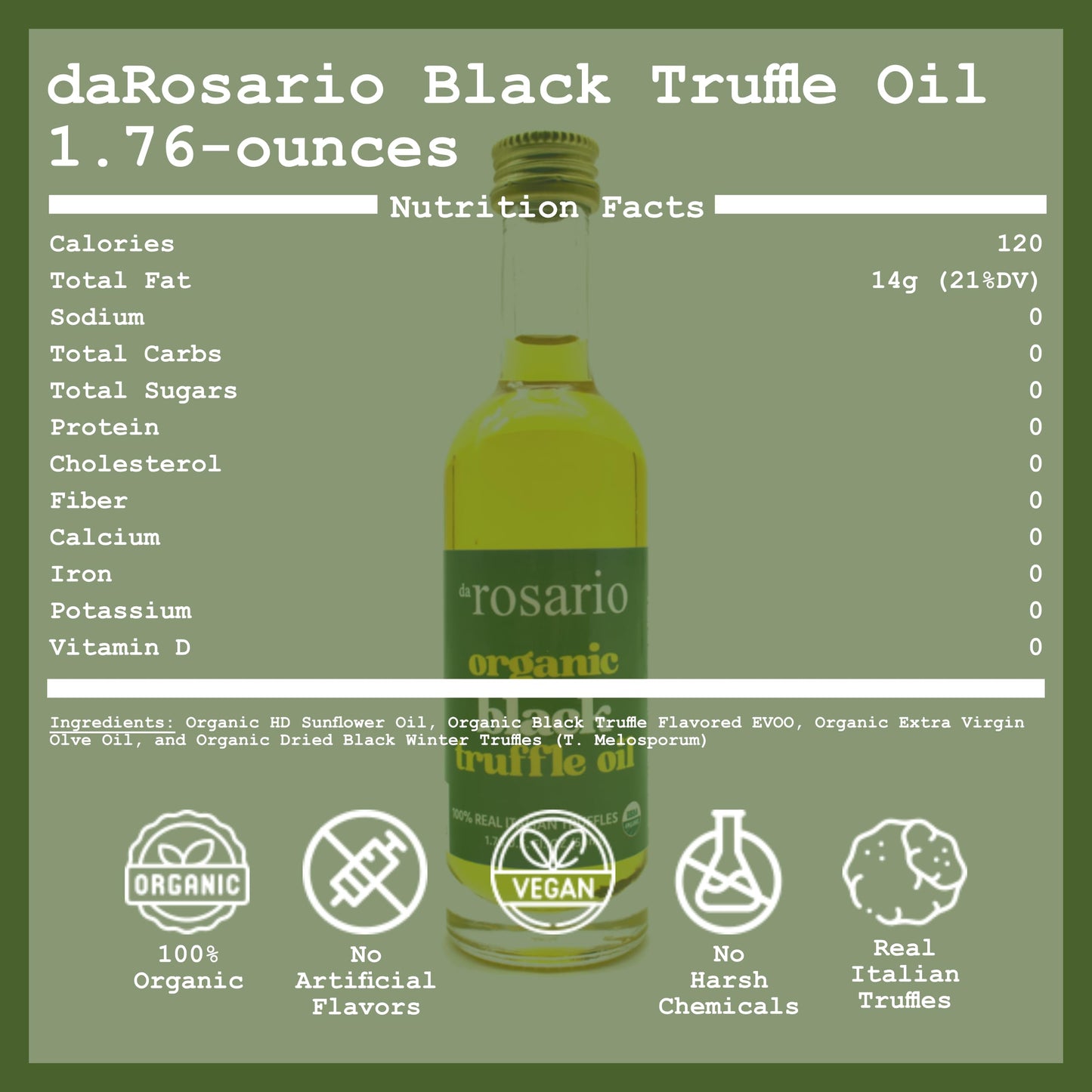daRosario Organic Black Truffle Flavored Olive Oil - 1.76 fl.oz