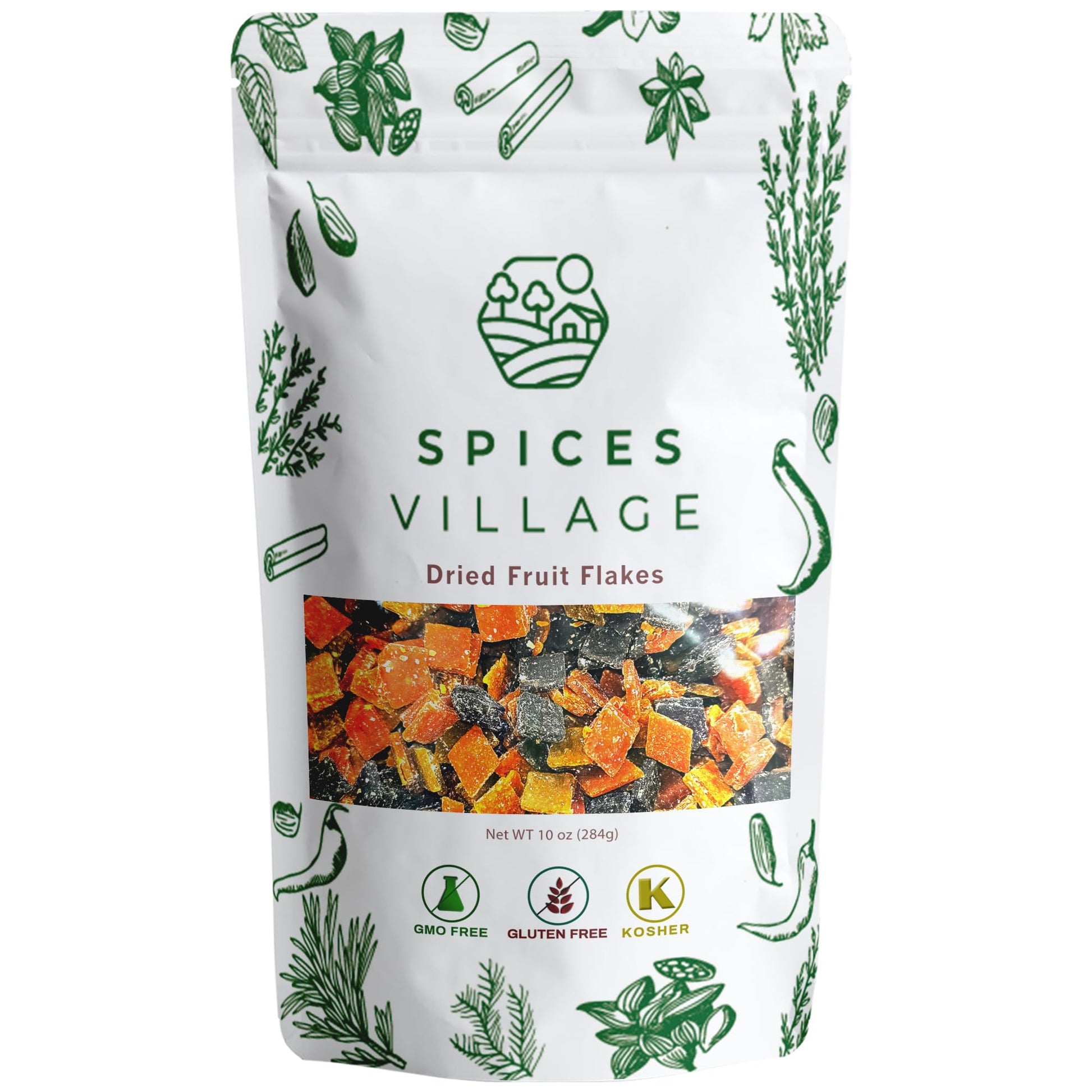 Spices Village Fruit Snacks, Fruit Strips Flakes Mix, No Sugar Added,10 oz, No Additives, Kosher, Mix of Natural Apple, Pear, St