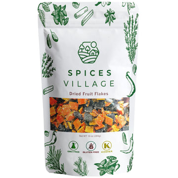 Spices Village Fruit Snacks, Fruit Strips Flakes Mix, No Sugar Added,10 oz, No Additives, Kosher, Mix of Natural Apple, Pear, St