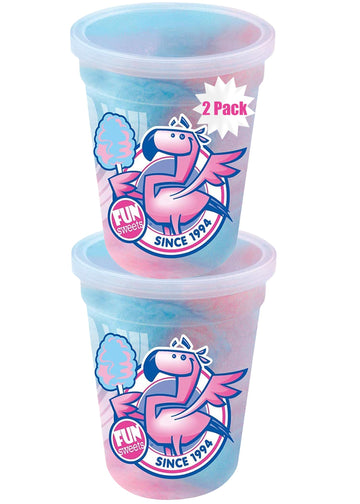 Fun Sweets Cotton Candy 2-Pack - Blue Raz and Cherry Swirl Flavor CottonCandy in 1.5 oz Tubs - Individual Carnival Cotton Candy 