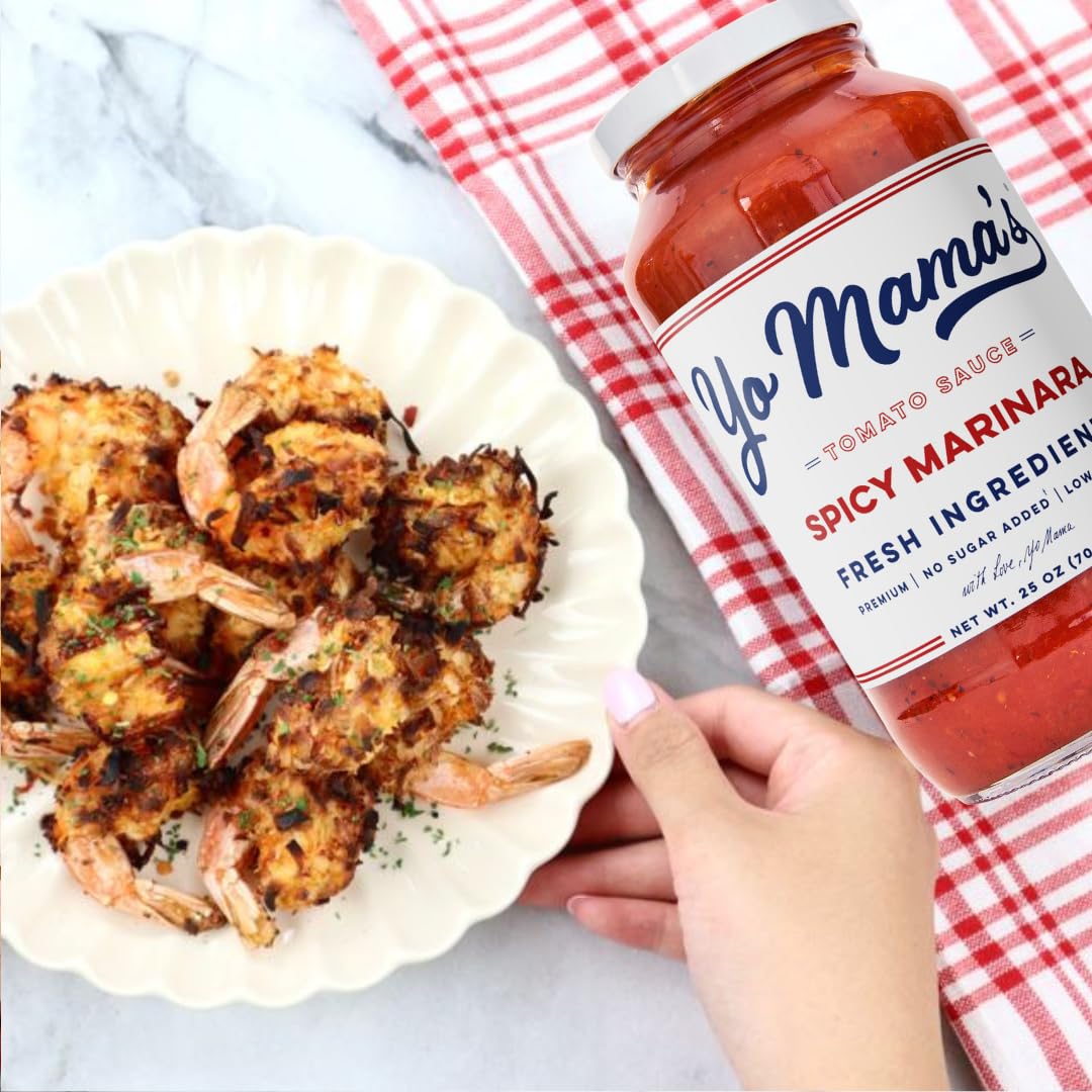 Yo Mamas Foods Keto Spicy Marinara Pasta Sauce, No Sugar Added, Low Carb, Gluten Free, 1.56 lb (Pack of 4)