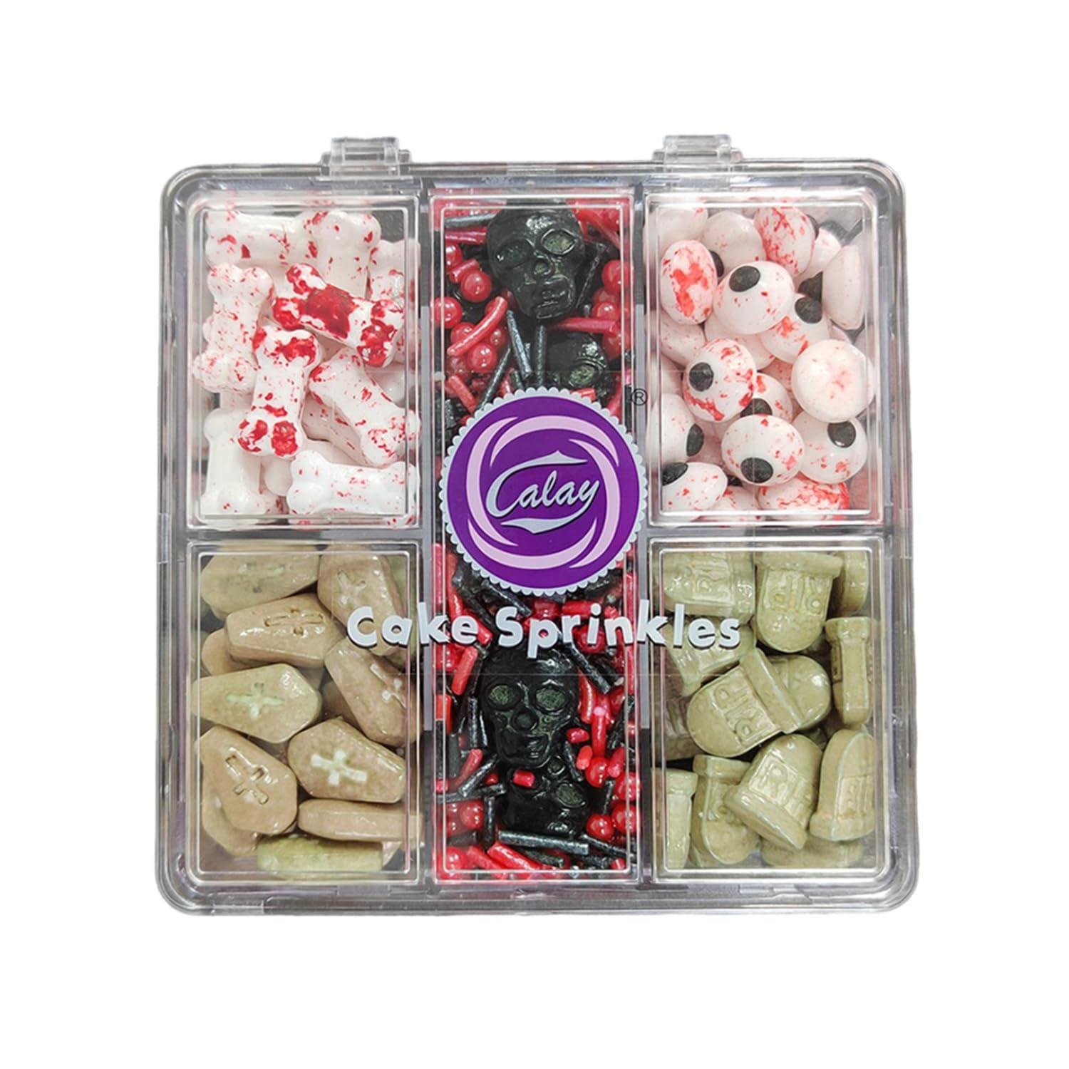 Homankit Halloween Sprinkles for Cake Decorating Edible Eyes Red Black Sprinkles Dog Bones Tombstone Skull Sprinkle Mix Cake Cup