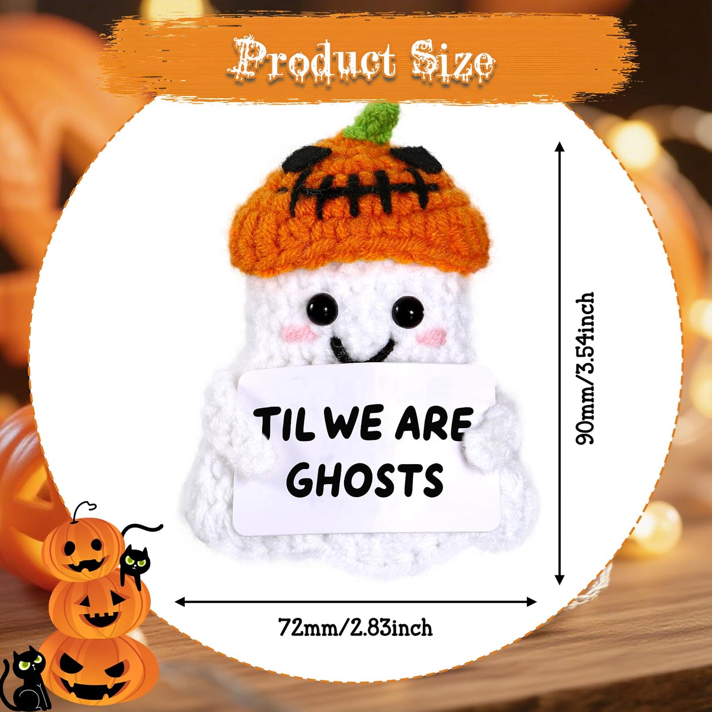 TI-EDC Boo Basket Stuffers for Him Her, Halloween Ghost Handmade Positive Crochet Doll, Funny National Boyfriend Ghost Decor for