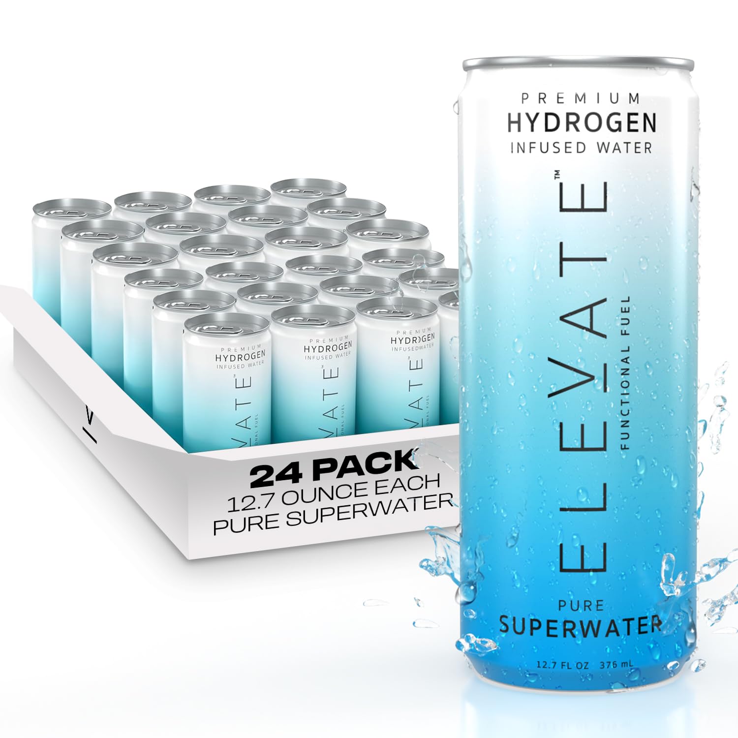 ELEVATE SUPERWATER enhanced Hydrogen Water (24 pack). Highest Hydrogen (3-5 PPM) and Lowest -650 ORP. Supports Recovery  Energy  Hydration  Focus  and Endurance. BACKED BY SCIENCE.