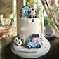 6 Pcs Farm Cake Toppers, Cartoon Animal Cake Topper Decorations For Birthday Party Baby Shower Decor (Blue)