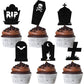 Domoo Of Dreams Halloween Tombstone Cupcake Toppers Glitter Rip Spooky Skull Food Picks Cemetery Graves Zombie Birthday Party De