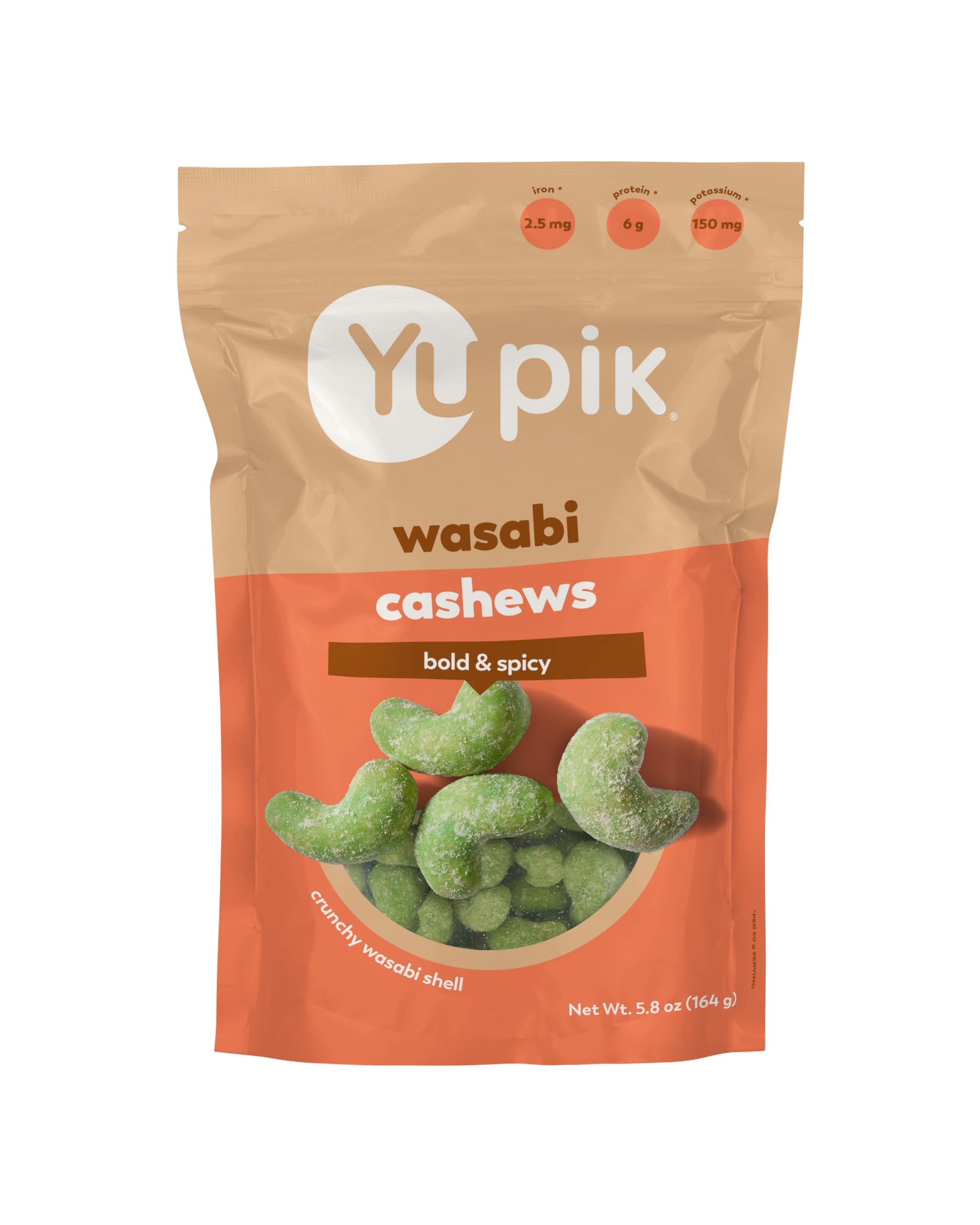 Yupik Wasabi Cashews, 5.8 Oz, Intense Spicy Snacks, Crunchy Cashews, Wasabi Flavored Shell, Asian-Inspired Snacks, Perfect For S
