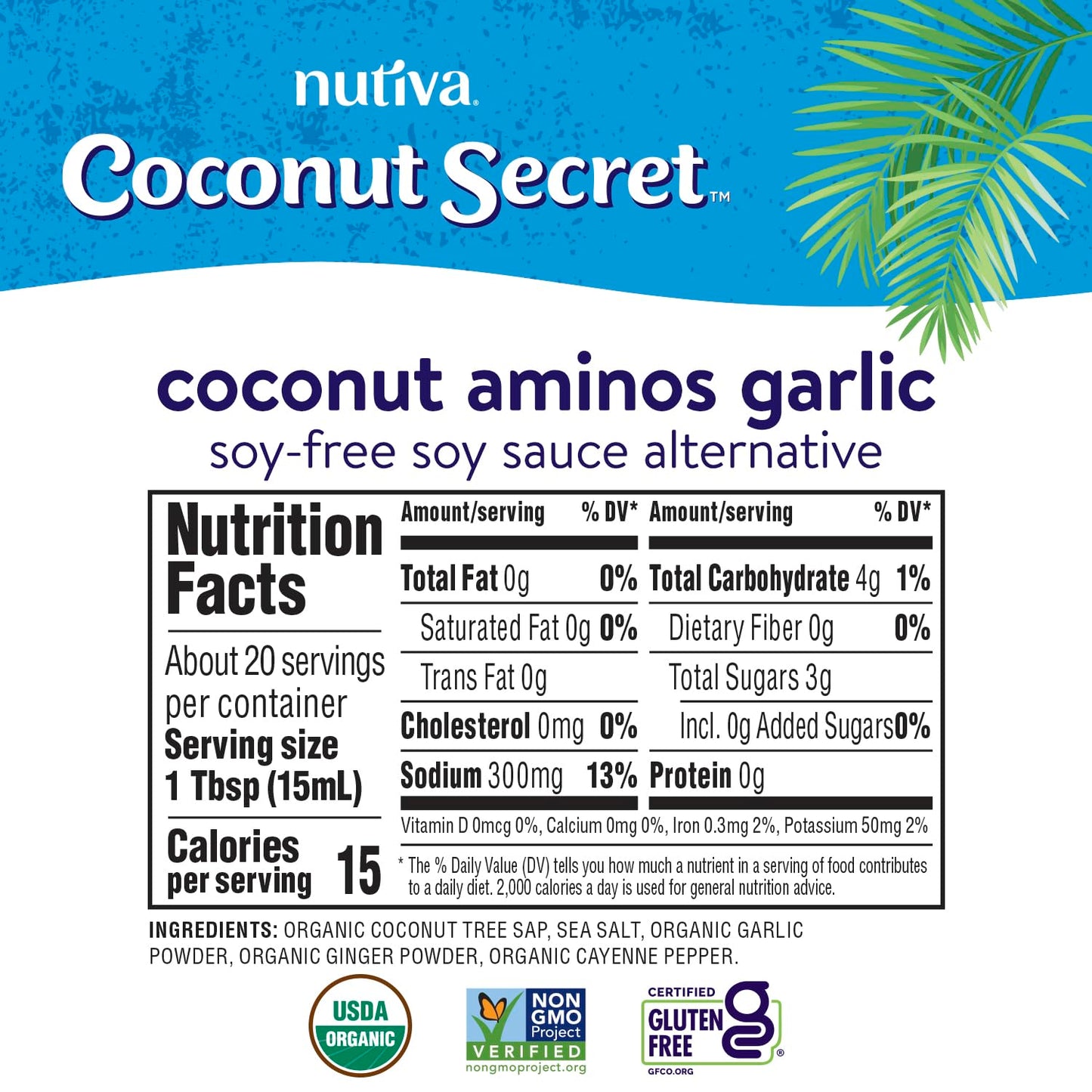 Coconut Secret Coconut Amino Garlic Sauce, 10 Fl. Oz.