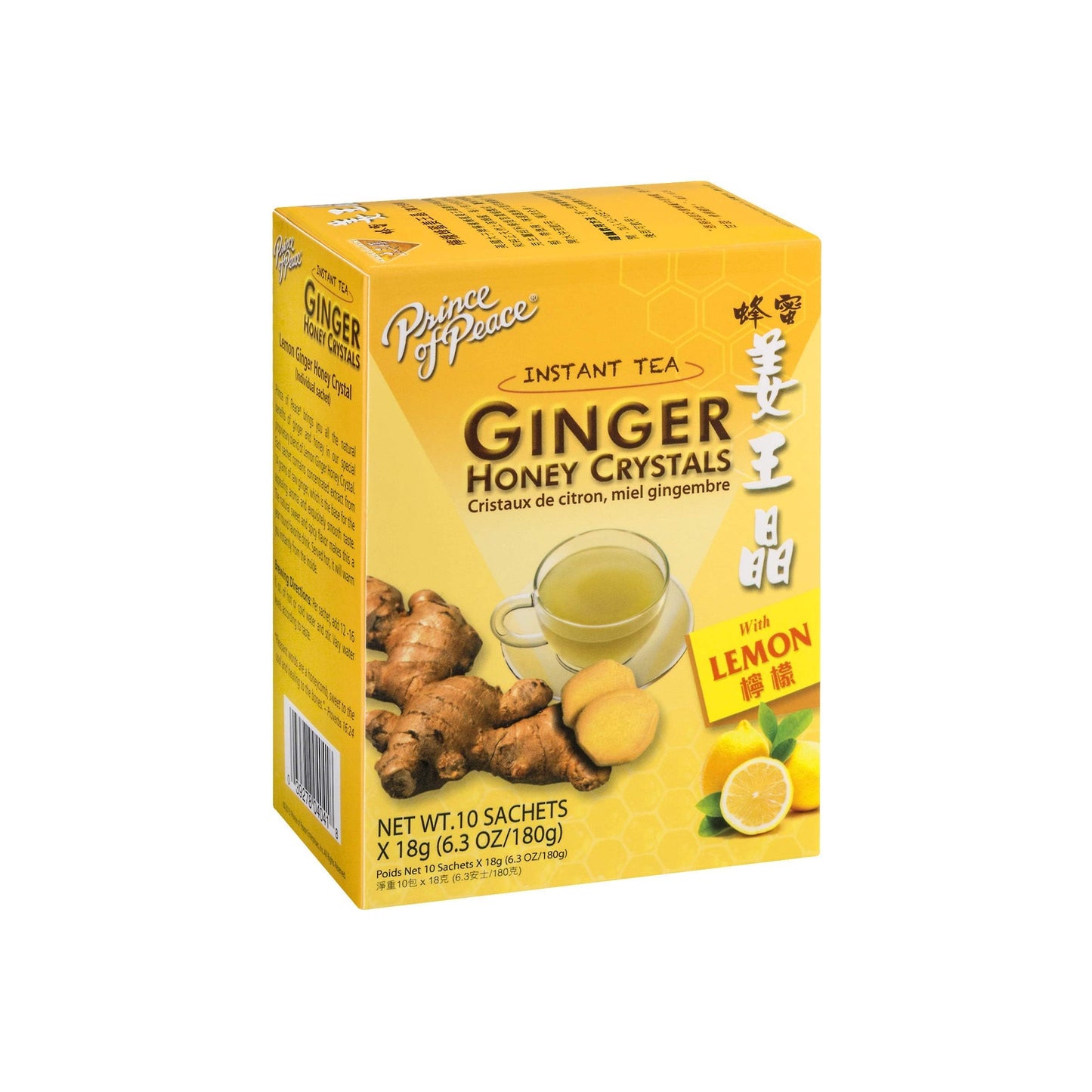 Prince Of Peace Ginger & Lemon Honey Crystals (18G X 10) (Pack Of 3)