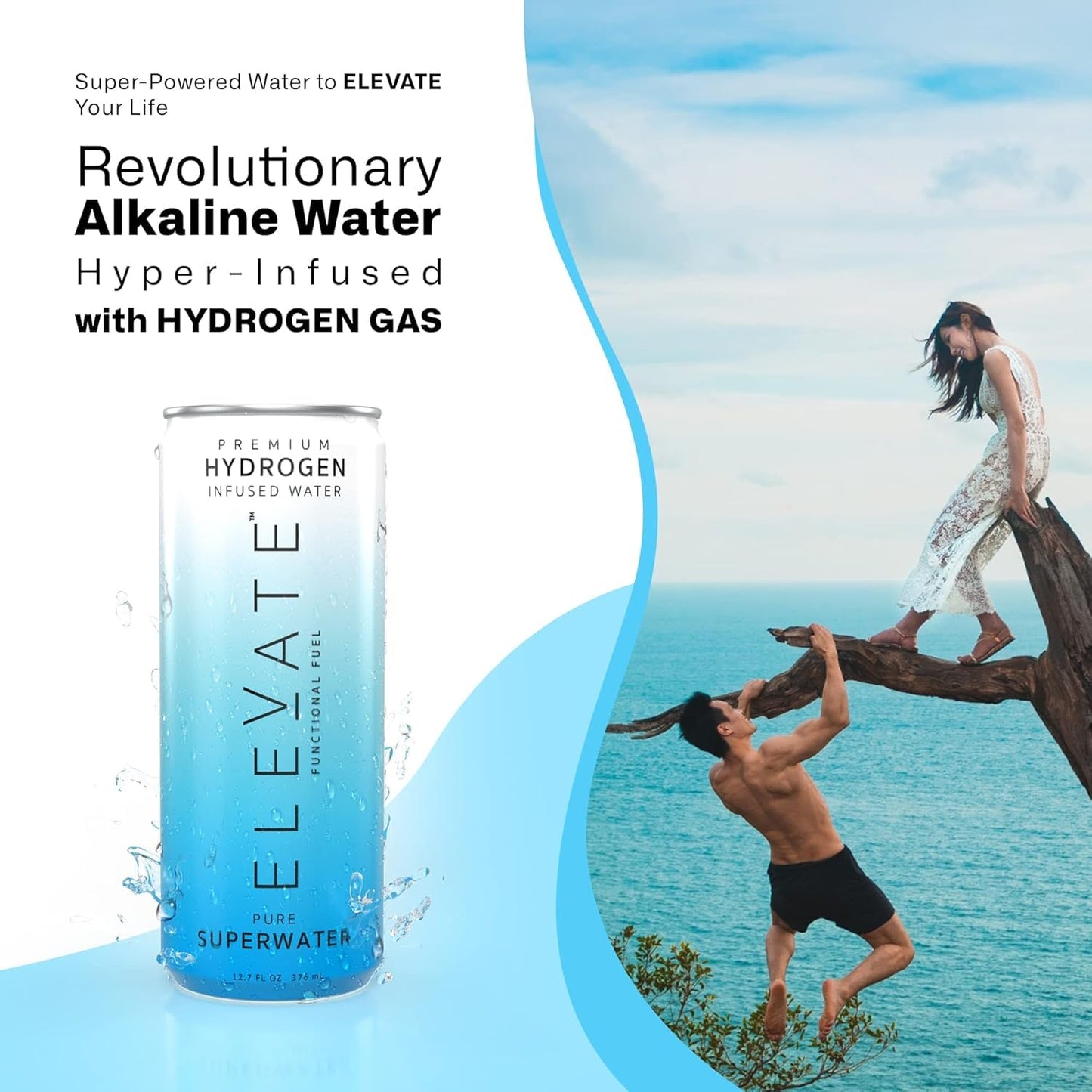 ELEVATE SUPERWATER enhanced Hydrogen Water (24 pack). Highest Hydrogen (3-5 PPM) and Lowest -650 ORP. Supports Recovery  Energy  Hydration  Focus  and Endurance. BACKED BY SCIENCE.