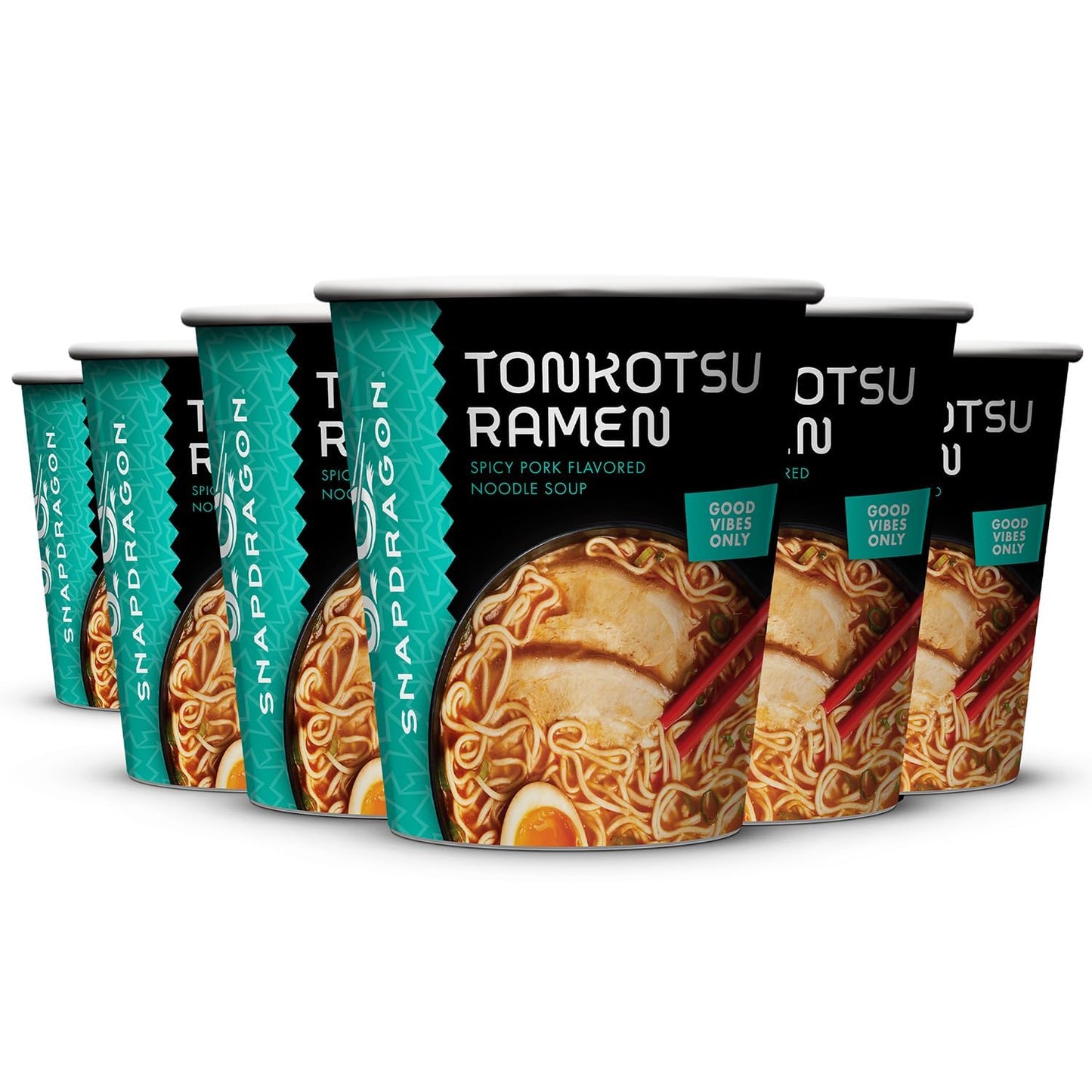 Snapdragon Tonkotsu Ramen Cup Noodles - 6 Pack Instant Ramen Bowl with Authentic Wheat Noodles, Soup Sauce Base, Flavor and Vege