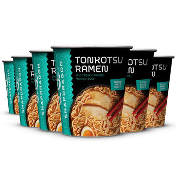 Snapdragon Tonkotsu Ramen Cup Noodles - 6 Pack Instant Ramen Bowl with Authentic Wheat Noodles, Soup Sauce Base, Flavor and Vege