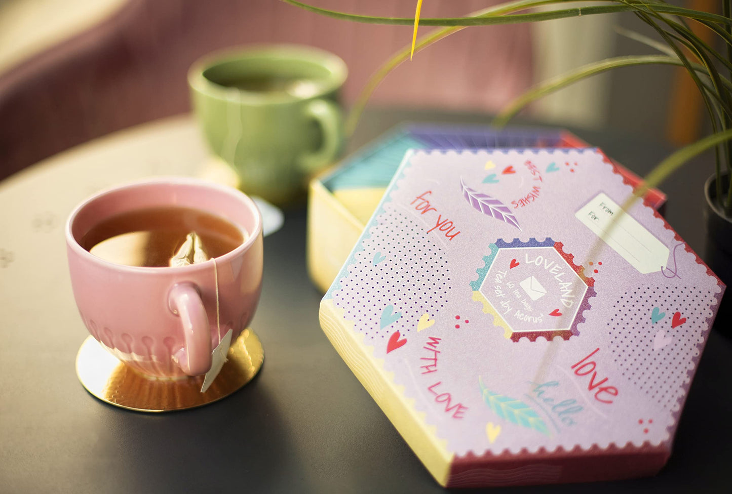 ACORUS | Loveland Tea Set | Natural Assorted Tea Hamper Box | Set of 6 flavors | Surprise your loved ones | Valentines box | Lar