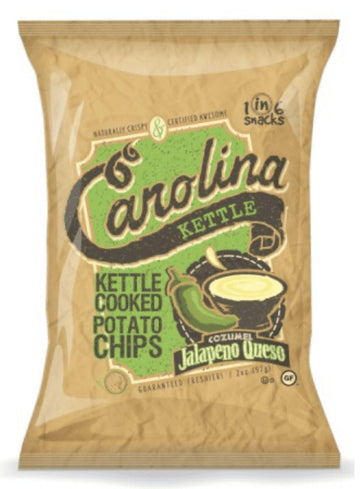 Carolina Kettle - Cozumel Jalapeo Queso Kettle Cooked Potato Kettle Chips - Spicy Pepper with Mexican Cheese chips. Gluten Free 