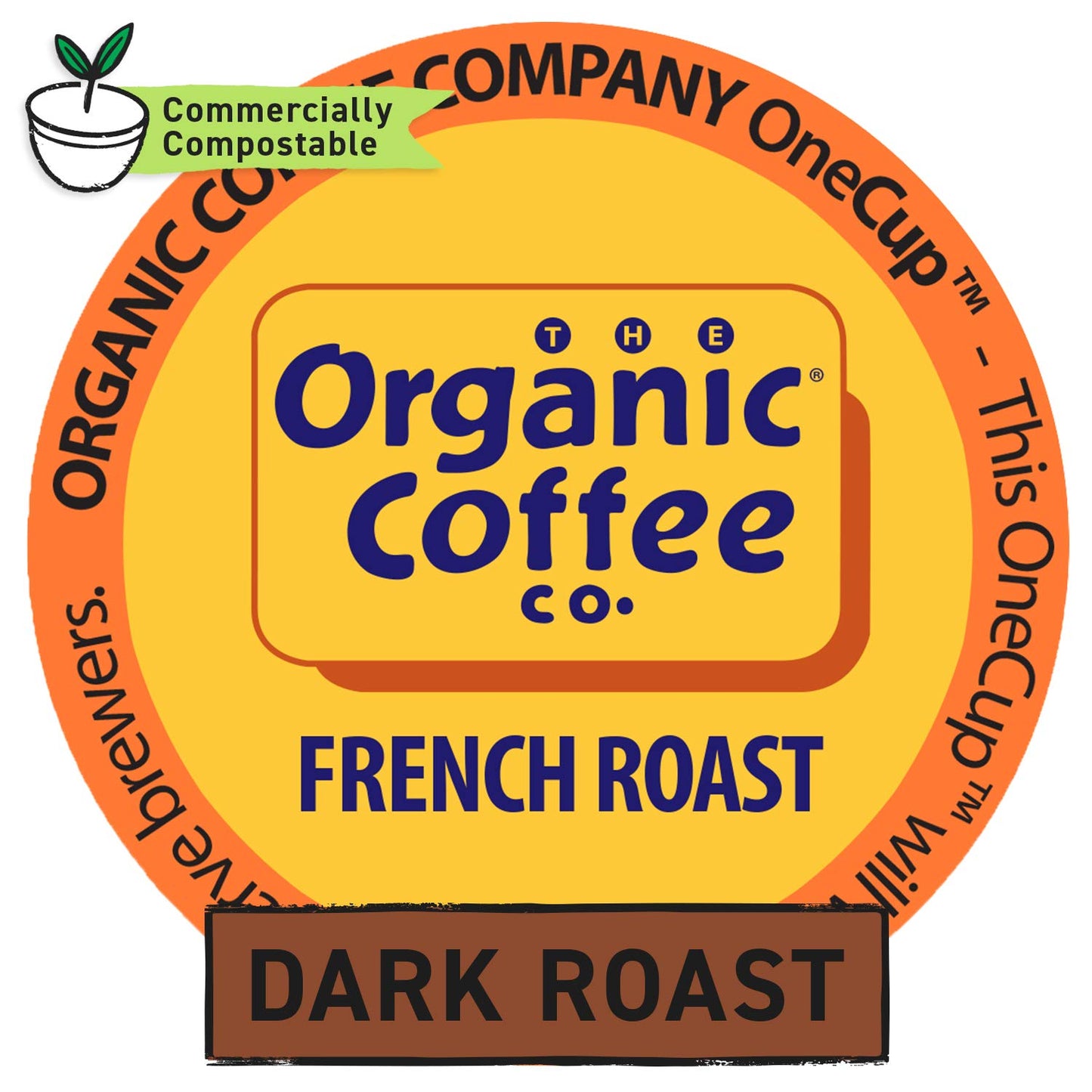 The Organic Coffee Co. Compostable Coffee Pods - French Roast (36 Ct) K Cup Compatible Including Keurig 2.0, Dark Roast, Usda Or