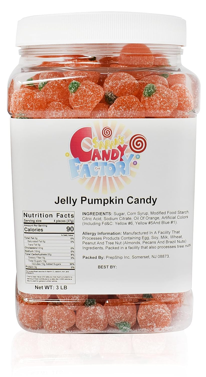 Sarah'S Candy Factory Special Soft Jelly Pumpkin Candy In Jar, 3 Lbs