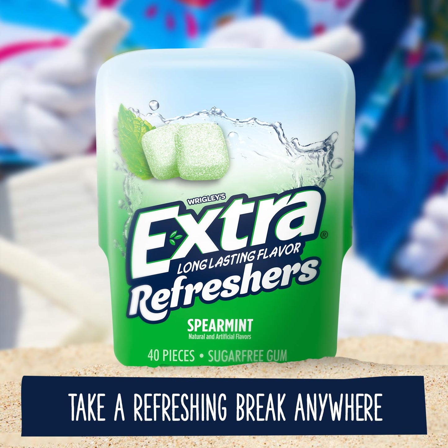 EXTRA Gum Refreshers Spearmint Sugar Free Chewing Gum, 40 Piece Bottle (Pack of 4)