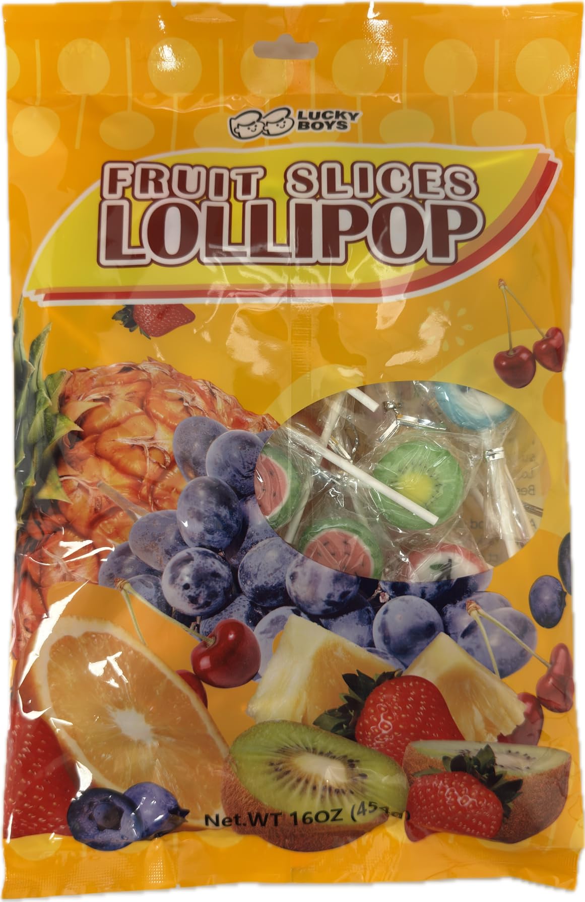 Lucky Boys Fruit Slices Candy - Bulk 1 lb Bag, Individually Wrapped, Fruity Flavors, Great for Treat Bags and Buffets