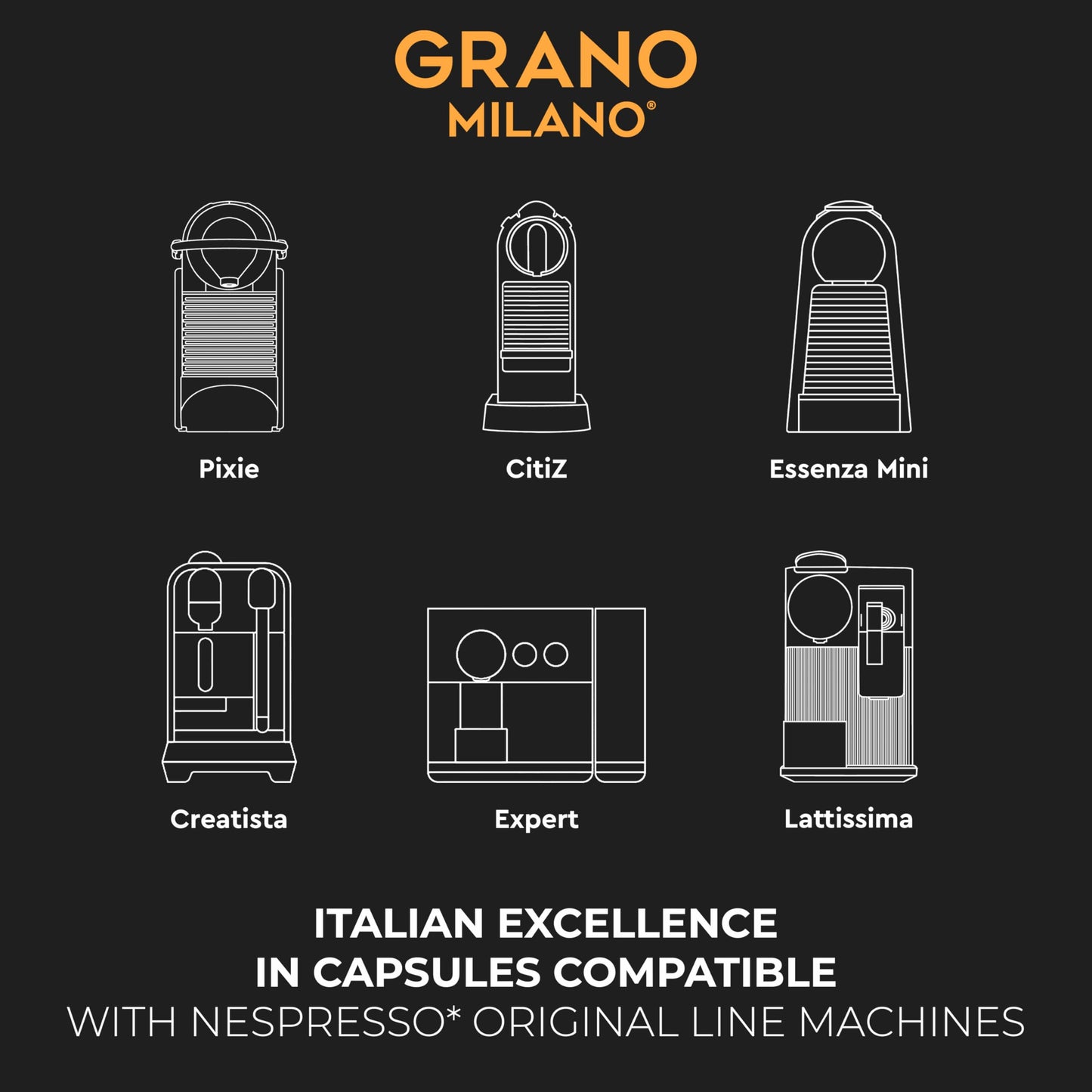Grano Milano Variety Pack Coffee Capsules - 100 Aluminum Coffee Pods Compatible With Nespresso Original Line  Medium And Dark Roast  Made In Italy