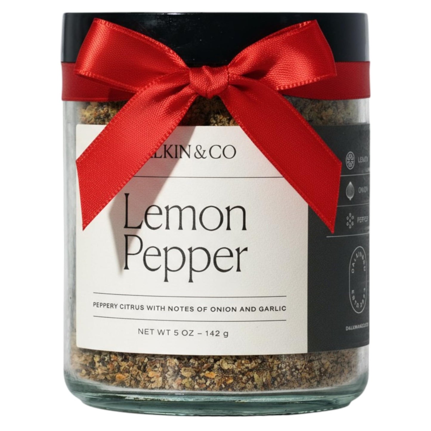 Dalkin & Co. Lemon Pepper, Bright Lemon Peel, Black Pepper, Garlic & Onion Blend, Cooking Seasoning for Pantry & Kitchen, Eco Fr