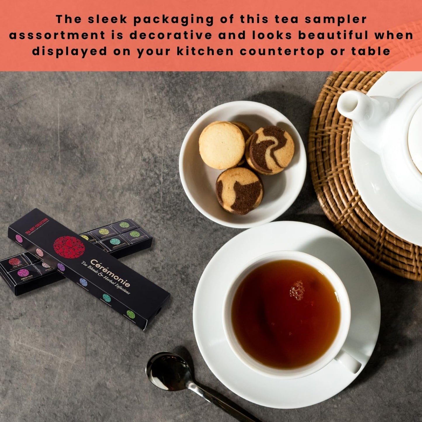 Ceremonie Herbal Tea Variety Pack - 12 Count Assorted Silky Mesh Teas - Kosher Tea Gift Collection