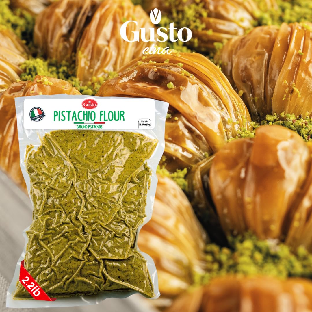 Gusto Etna Pistachio Flour, Sicilian Fine Chopped Pistachio Flour, Ground Pistachios, Pistachio Powder, Gluten Free Flour, Non G