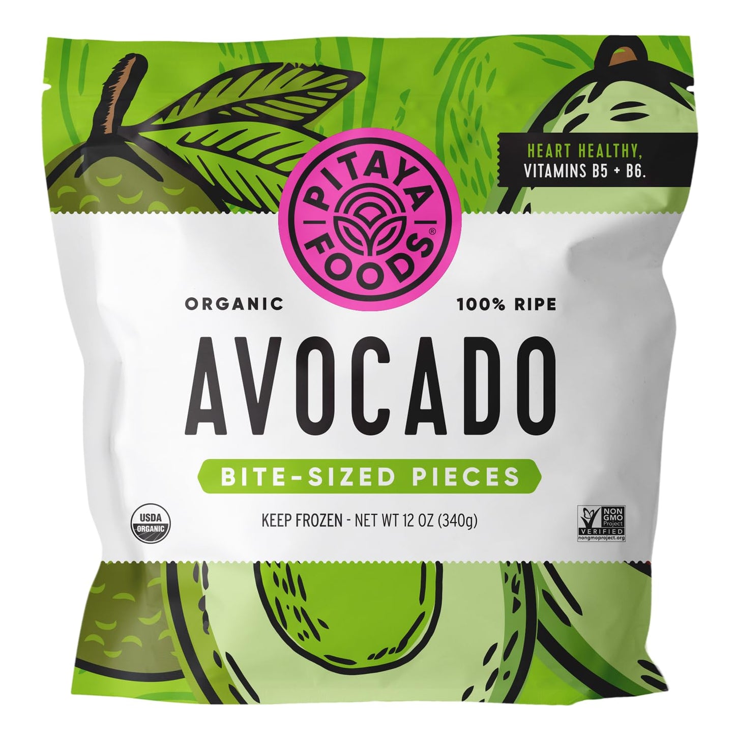Pitaya Foods - Frozen Organic Avocado Bite-Sized Pieces, Pre-Packaged Frozen Fruit, No Added Sugar or Preservatives, Good Source