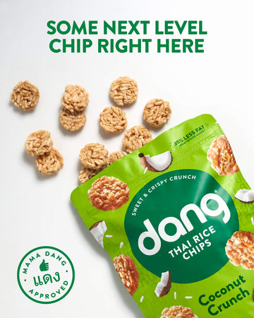 DANG Thai Rice Chips - Coconut Crunch, Vegan & Gluten Free, 4 Pack, 3.5 Oz Bags, Healthy Snacks