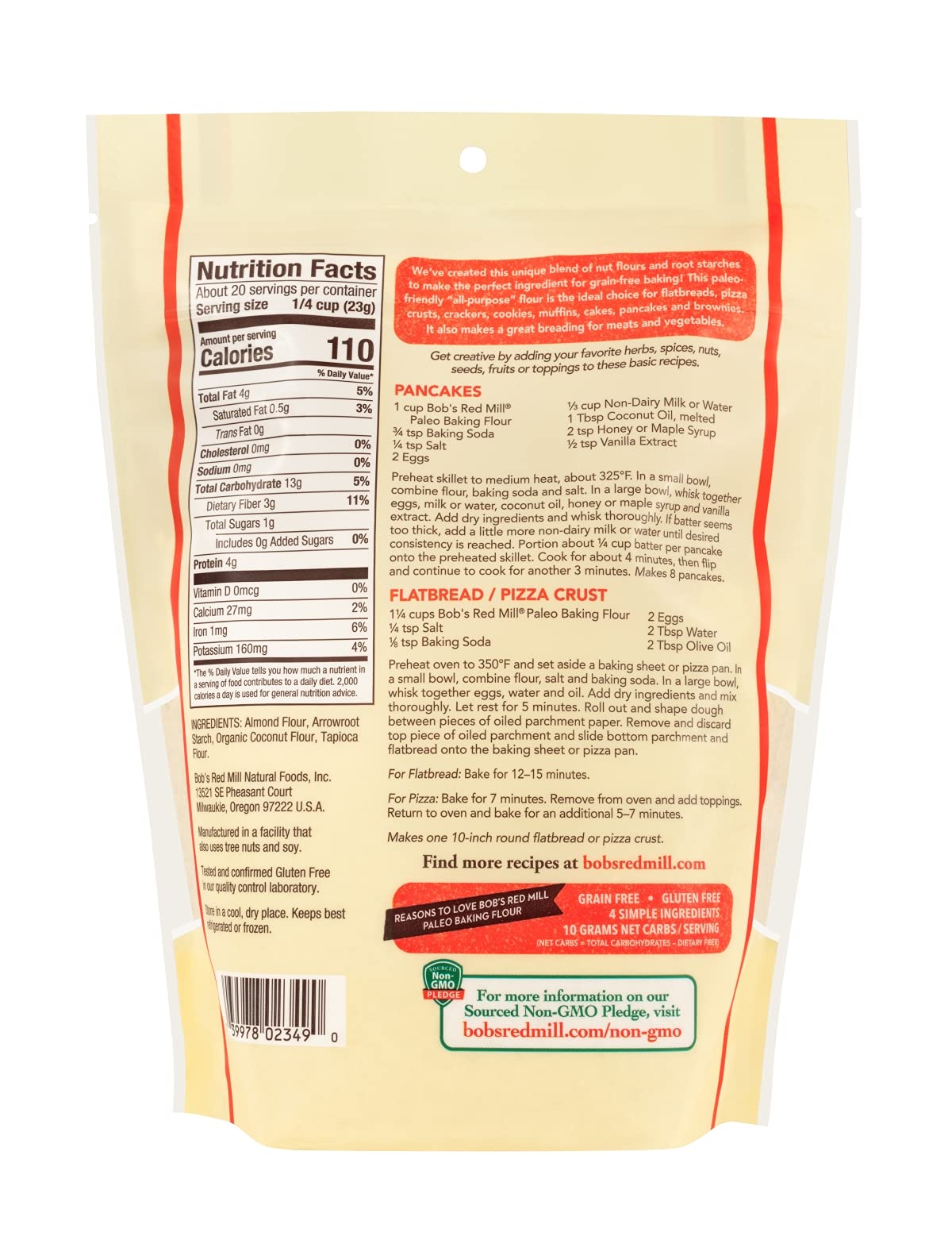 Bob s Red Mill Paleo Baking Flour, 16oz (Pack of 4) - Gluten Free, Non GMO, Vegan, Paleo Friendly, Kosher