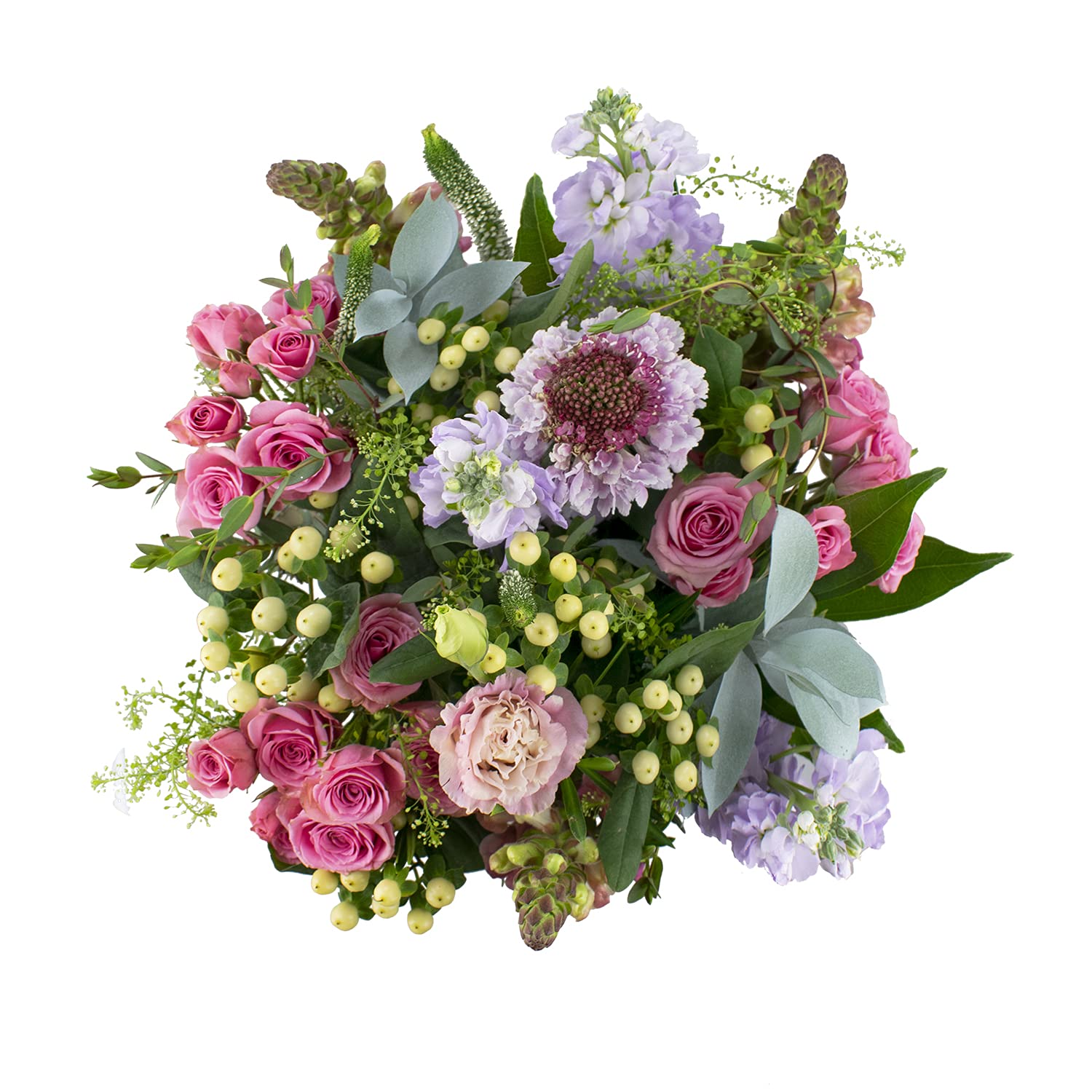 KaBloom Flowers- CR Collection- 24 Stem Pink Rose and Lavender Mixed - Gift for Birthday, Sympathy, Anniversary, Get Well, Thank