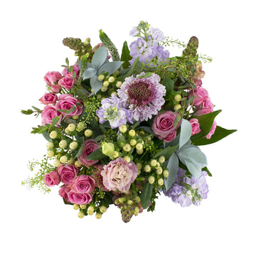 KaBloom Flowers- CR Collection- 24 Stem Pink Rose and Lavender Mixed - Gift for Birthday, Sympathy, Anniversary, Get Well, Thank