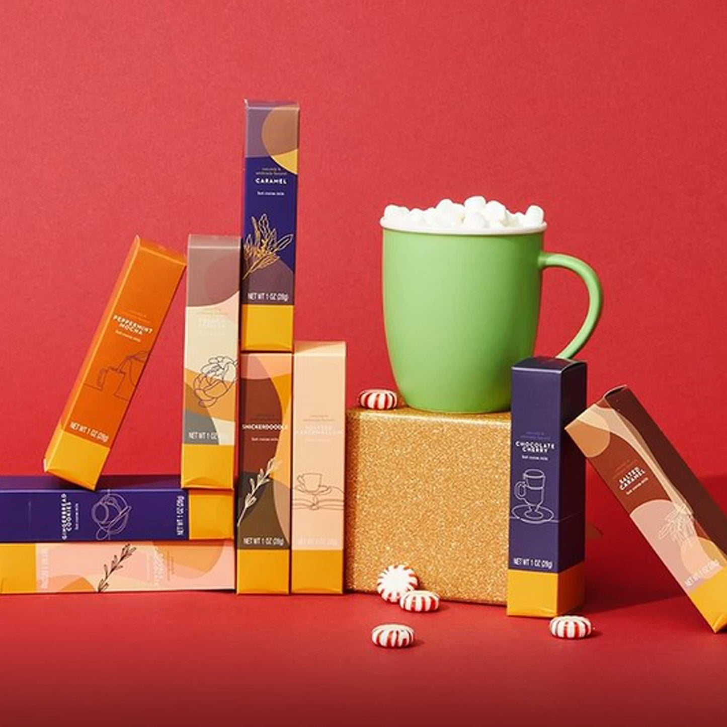 Gourmet Hot Chocolate Gift Set, Flavors Include Salted Caramel, Peppermint, French Vanilla and More, Packaged in Gift Box with B