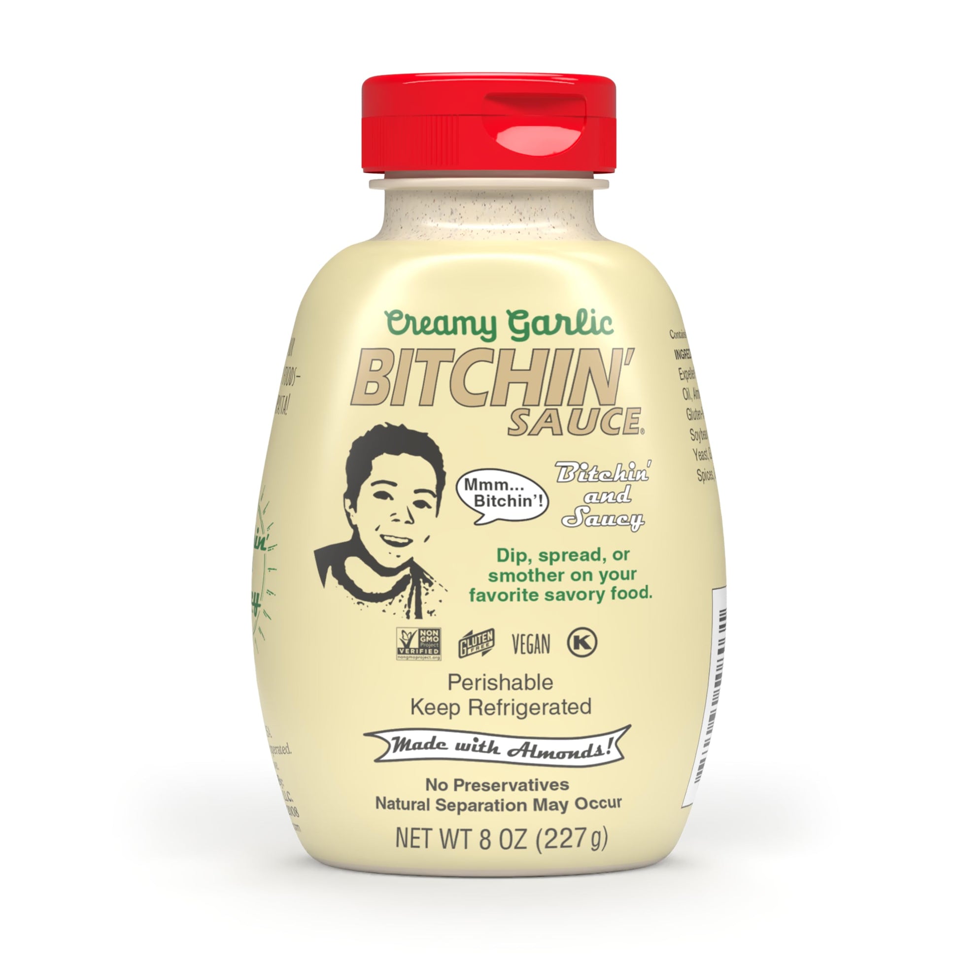 Bitchin Sauce Creamy Garlic Squeeze Bottle, 8oz - The Almond Dip