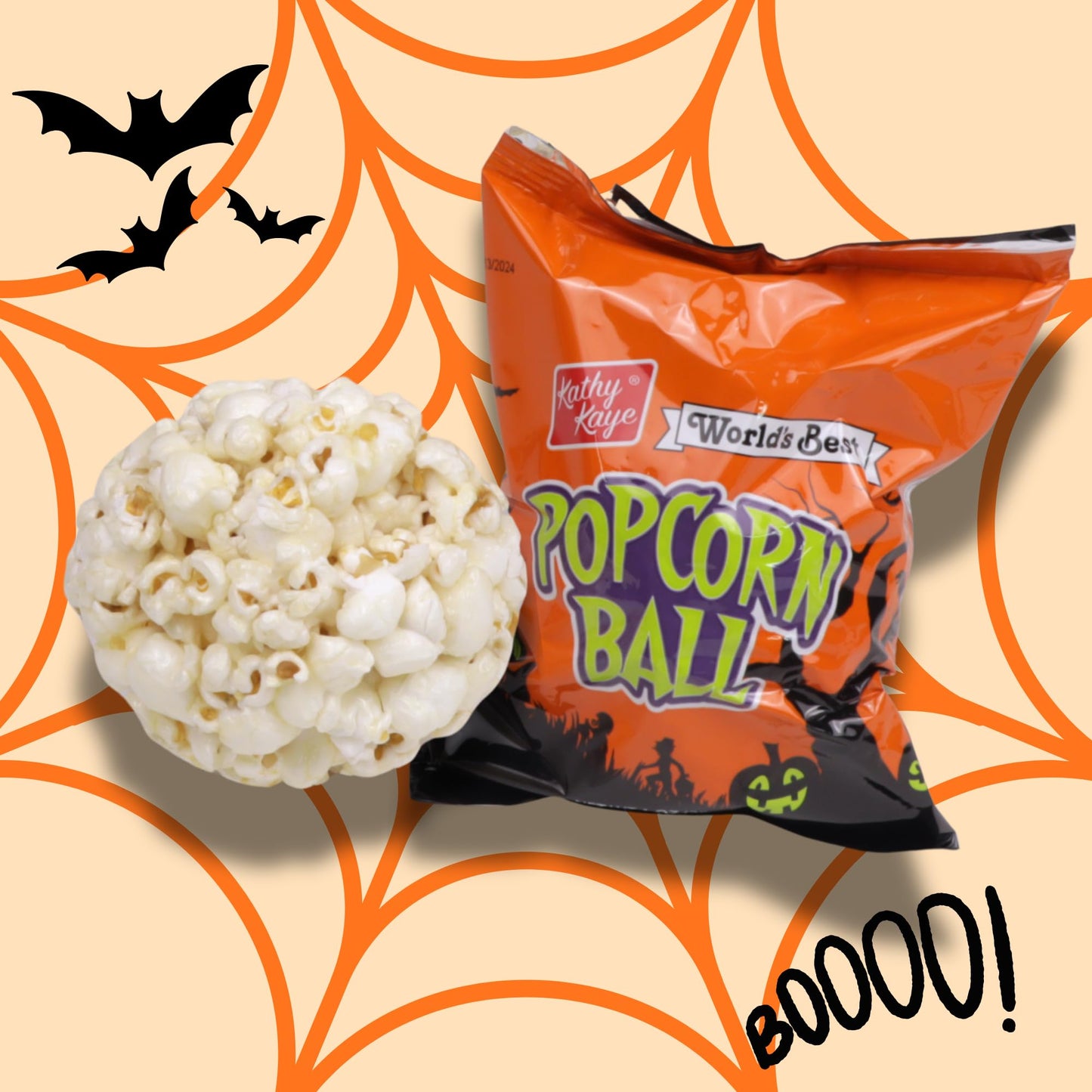 Kathy Kaye Halloween Popcorn Balls - Crunchy Sweet Treats for Trick-or-Treaters & Parties - Individually Wrapped 1 oz Snacks - G