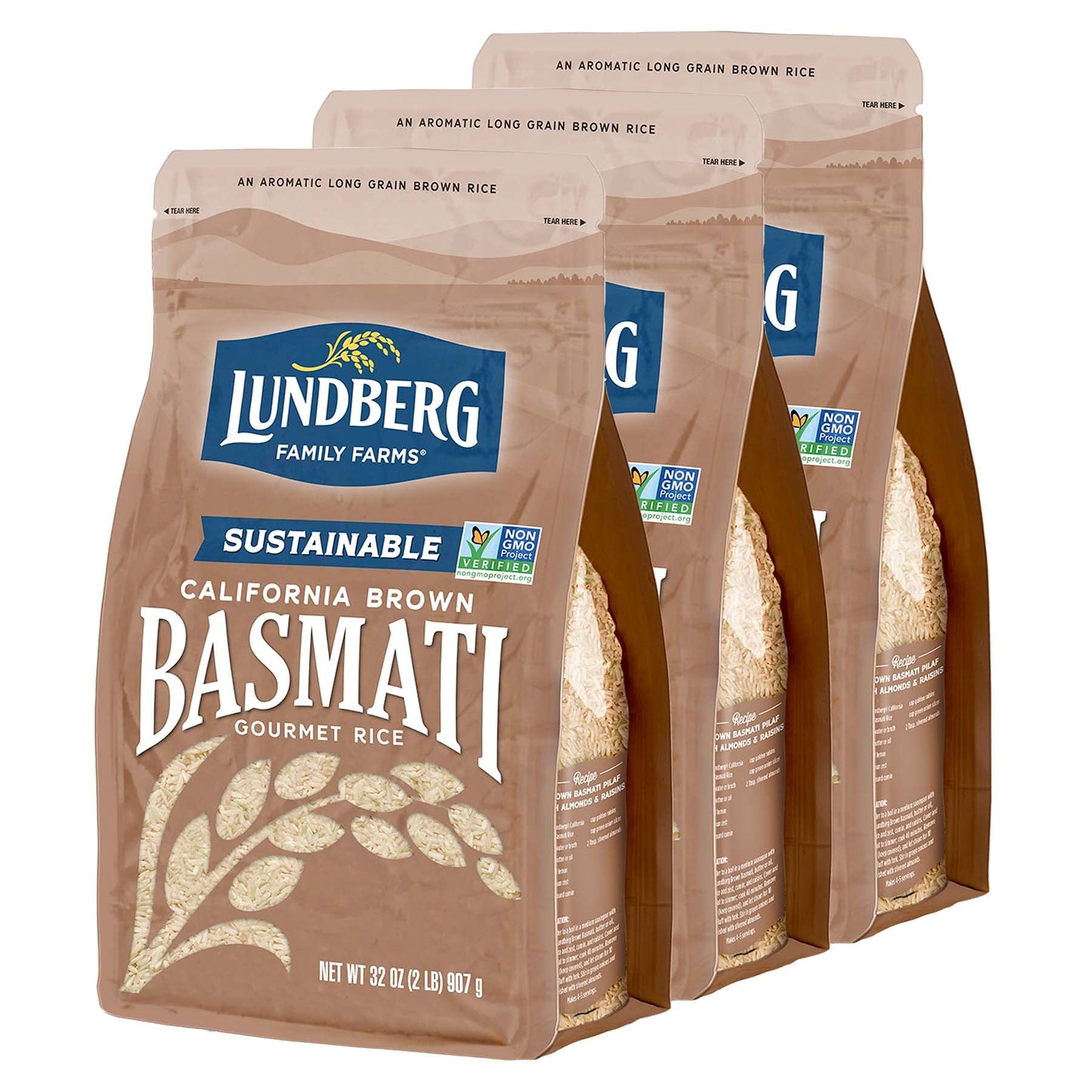 Lundberg Family Farms - California Brown Basmati Rice, Pleasant Aroma, Wont Clump When Cooked, 100% Whole Grain, High Fiber, Pa