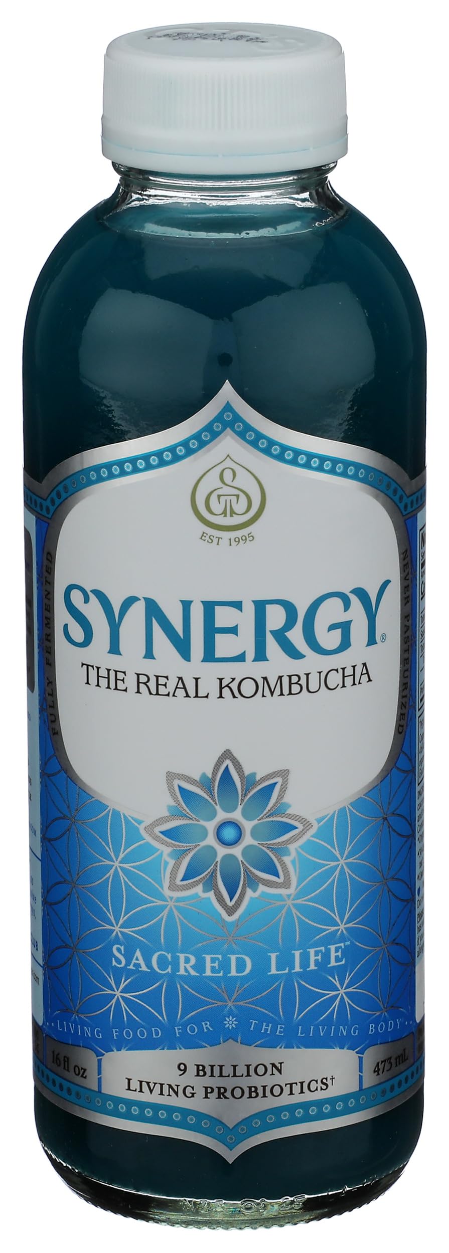 SYNERGY The Real Kombucha - Sacred Life - 16 fl oz Bottle - Raw Probiotic Drink for Gut Health and Immune Support