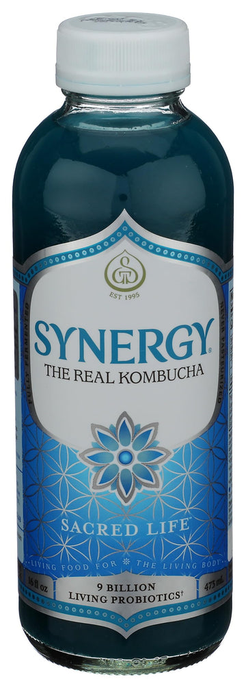 SYNERGY The Real Kombucha - Sacred Life - 16 fl oz Bottle - Raw Probiotic Drink for Gut Health and Immune Support