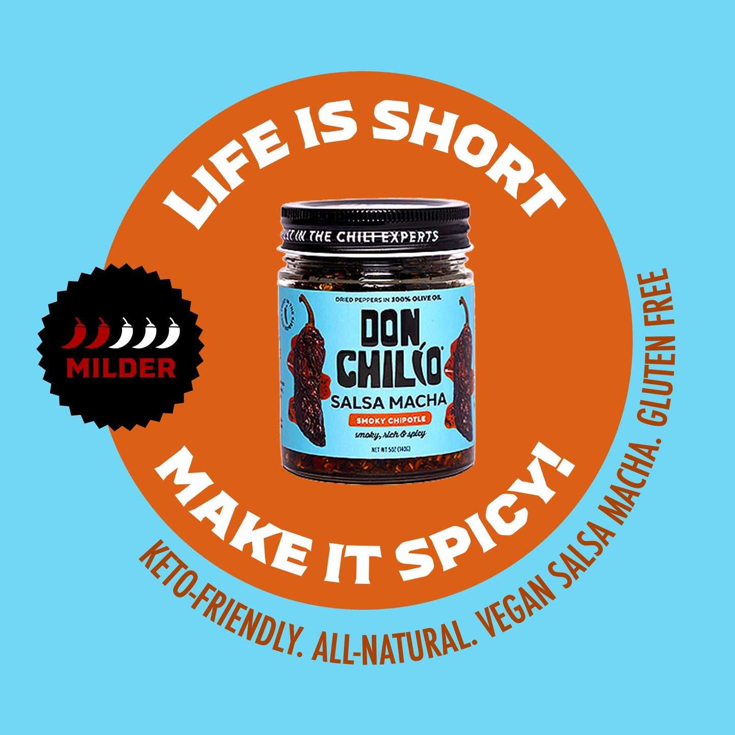 Don Chilio Smoky Salsa Macha Chili Oil, 5 oz. - Guajillo & Chipotle - Delicious Smoky Flavor Mexican Chili Oil in 100% Olive Oil