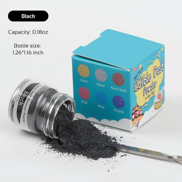 Jelife Black Edible Luster Dust - 5 Grams Food Grade Cake Dust Shimmer Powdered, Edible Metallic Powder Food Coloring for Cake D