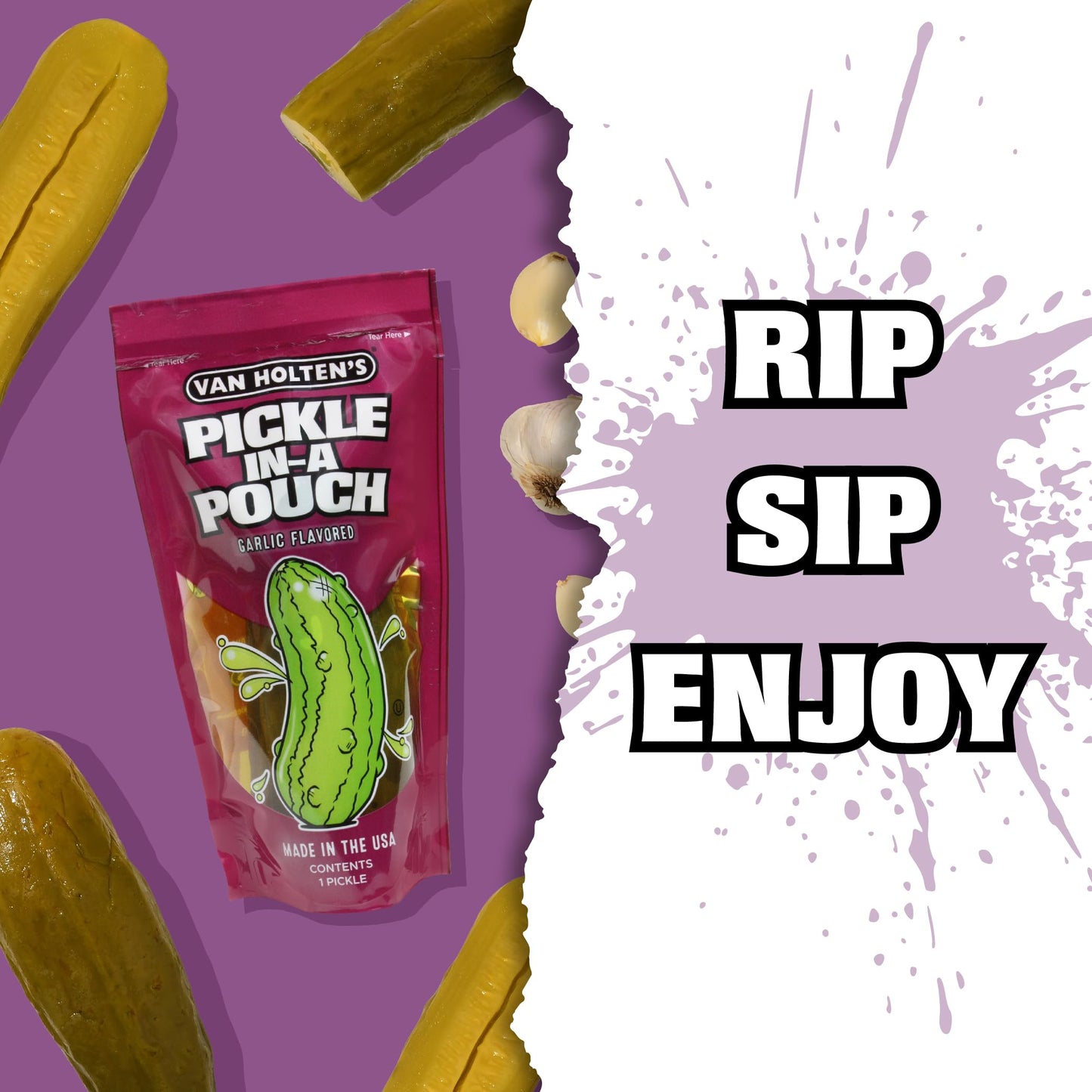 Van Holten'S Pickles - Jumbo Kosher Garlic Pickle-In-A-Pouch - 12 Pack