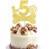 1 PCS 5th Birthday Cake Topper with Gold Glitter Dog Paw Five Years Old Birthday Puppy Dog Bone Cake Pick Decorations for Let's 
