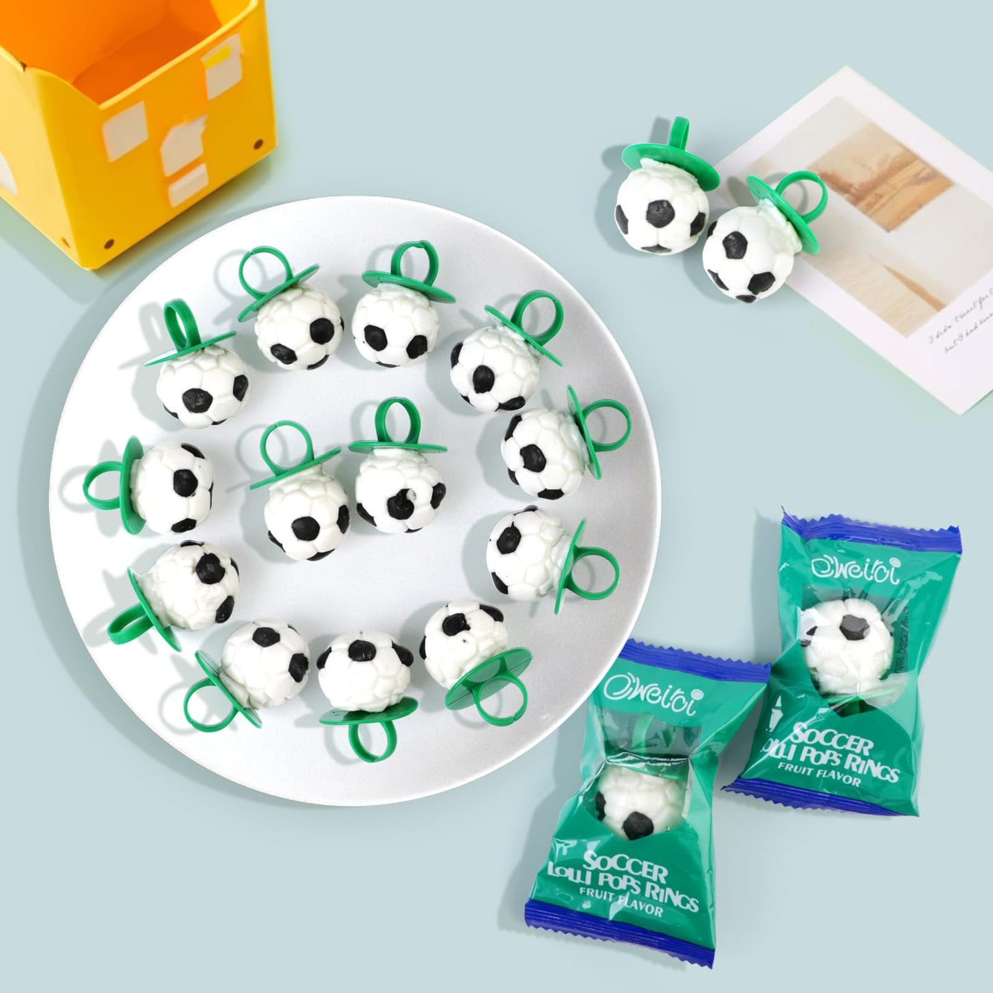 Soccer Ring Lollipops,Individually Wrapped Candy For Birthday Party Favors,Football Candy Lollipops Suckers,18 Count
