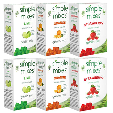 Simple Mixes Natural Gelatin Variety Pack, 2 Each: Strawberry, Orange & Lime, Healthy, Lactose, Fat & Gluten Free, Kosher, 3.1 O